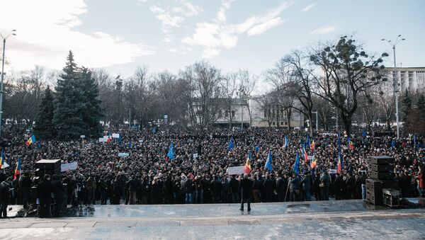 Протестующие у резиденции президента Молдавии Николая Тимофти. Архивное фото