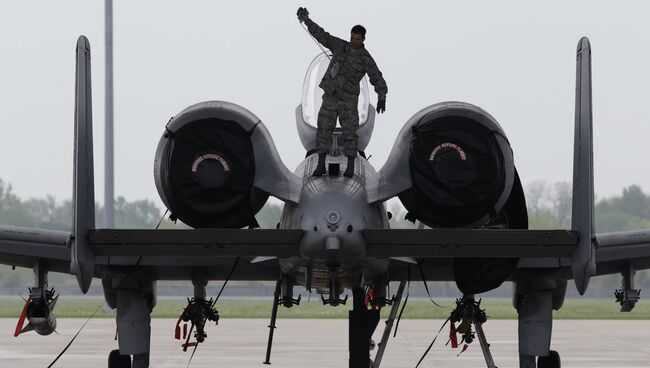 Американский штурмовик A-10 Thunderbolt II на военной базе в штате Мичиган, США. Архивное фото