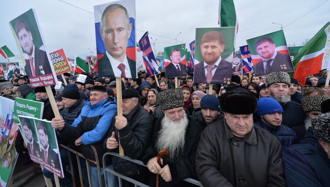 Митинг в поддержку Рамзана Кадырова в Грозном