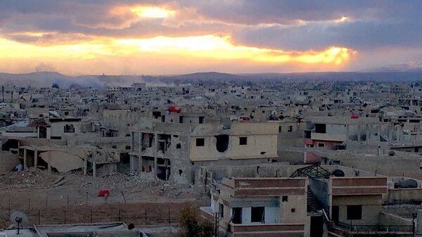 Пригород Дамаска Дарайа, где бойцами Сирийской арабской армии ведутся боевые действия против отрядов террористов