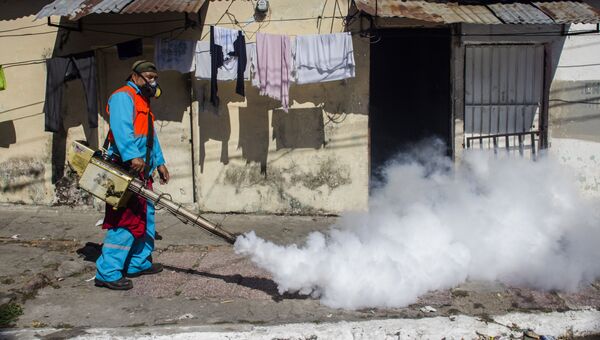 Медработники обрабатывают дома жителей от комаров переносящих вирус Зика. Архивное фото