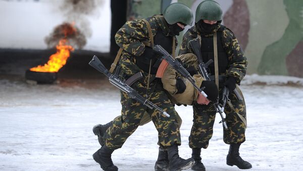 Учения батальонной группы и антитеррористических подразделений ВВ МВД РФ. Архивное фото