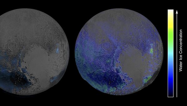 Залежи льда на Плутоне, снимок с зонда New Horizons