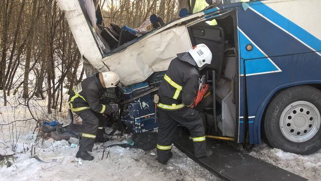 ДТП с участием туристического автобуса в Ленинградской области