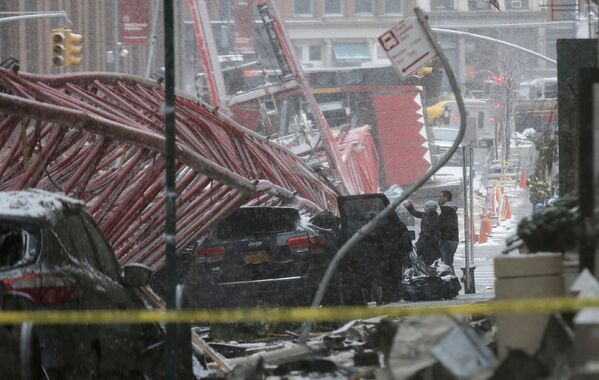 Обрушение строительного крана на Манхеттене, Нью-Йорк. 5 февраля 2016