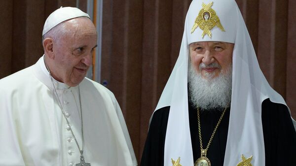 Патриарх Московский и всея Руси Кирилл с папой Римским Франциском