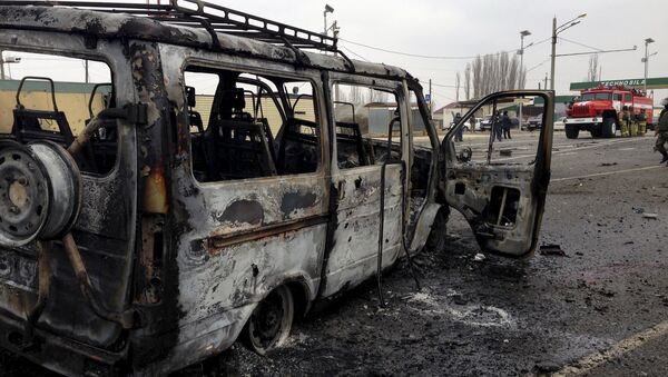Место взрыва недалеко от Дербента, Дагестан