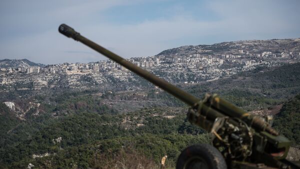 Артиллеристы сирийской армии на позициях в провинции Идлиб на северо-западе Сирии. Архивное фото