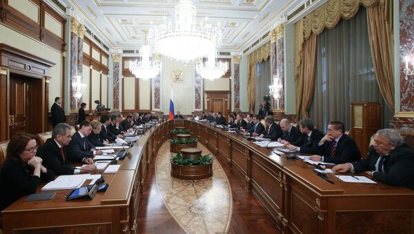 Председатель правительства РФ Дмитрий Медведев проводит заседание кабинета министров РФ в Доме правительства РФ