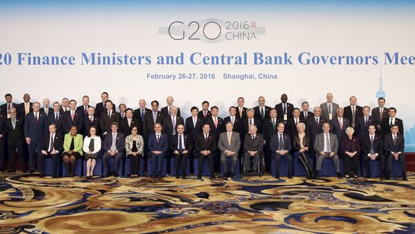 Министры финансов и управляющие ЦБ стран G20 на встрече в в Шанхае, 27 февраля 2016