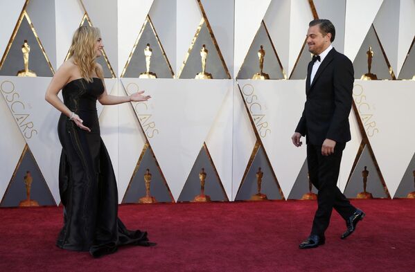 Леонардо Ди Каприо и Кейт Уинслет на 88-й церемонии вручения премии Оскар в Голливуде, США