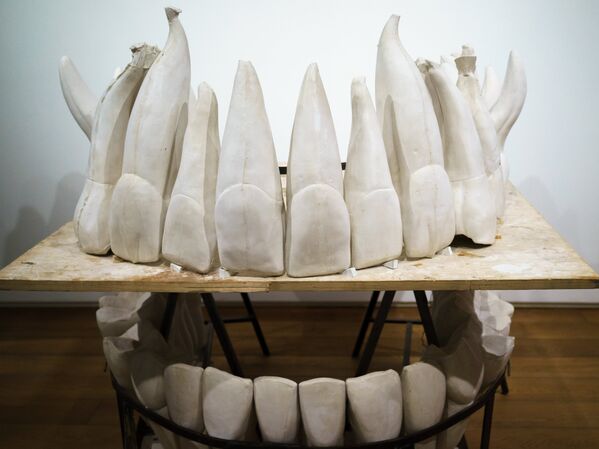 Работа британского скульптора Тони Крэгга на пресс-показе выставки Тони Крэгг. Скульптура и рисунки в Главном Штабе Государственного Эрмитажа