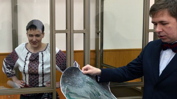 Адвокат Илья Новиков выступает на судебном процессе в качестве защитника гражданки Украины Надежды Савченко