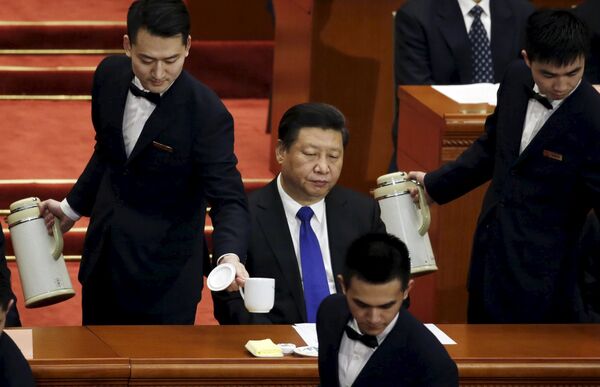Председатель КНР Си Цзиньпин на открытии сессии Китайской народной политической консультативной конференции (НПКСК) в Большом зале народных собраний в Пекине. 3 марта 2016