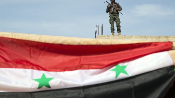 Сирийский военный возле города Хама, Сирия