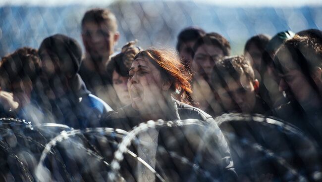 Беженцы на границе Греции и Македонии