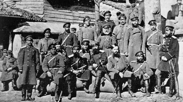 Казаки 23-го полка - участники русско-турецкой войны 1877 - 1878 г. г.. Болгария