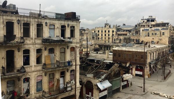 В историческом центре (Старом городе) в Алеппо. Архивное фото