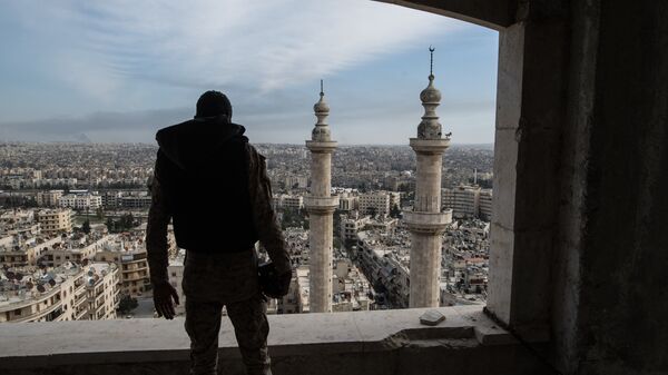 Военнослужащий Сирийской Арабской армии в городе Алеппо