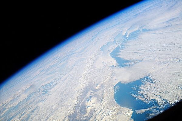 Вид на полуостров Камчатка снятый с Международной космической станции