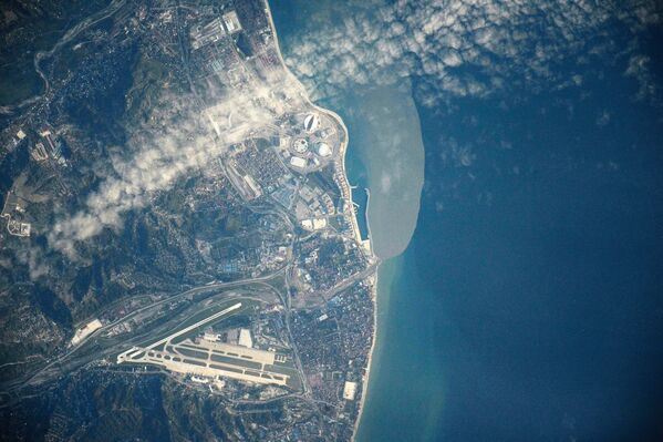 Вид на город Сочи снятый с Международной космической станции