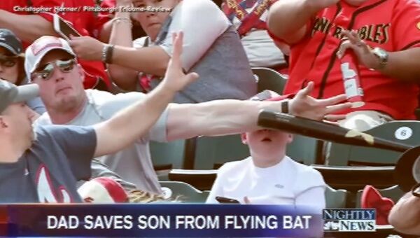 Отец спас своего сына от бейсбольной биты