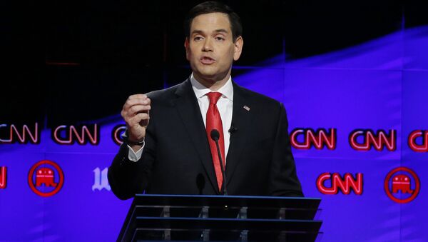 Кандидат в президенты США от Республиканской партии Марко Рубио во время предвыборных теледебатов на канале CNN. 10 марта 2016