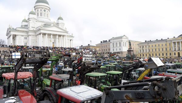 Протест фермеров в Хельсинки. 11 марта 2016