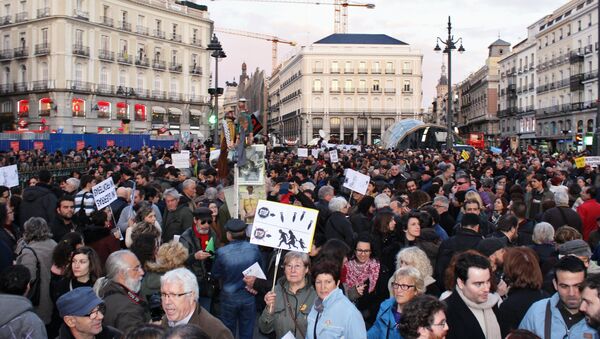 Митинг против соглашения ЕС и Турции по беженцам в Мадриде. Март 2016
