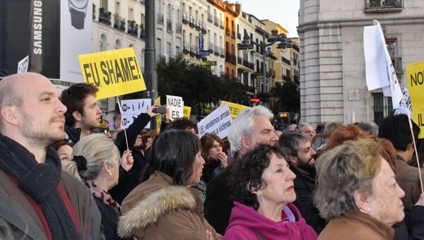 Митинг против соглашения ЕС и Турции по беженцам в Мадриде. Архивное фото