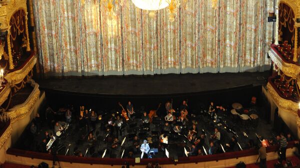 Вид на сцену и зрительный зал Большого театра. Архивное фото