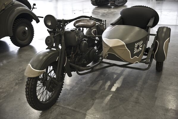 Японский армейский мотоцикл Rikuo Type 97 на выставке Моторы Войны в выставочном центре Крокус Экспо в Москве