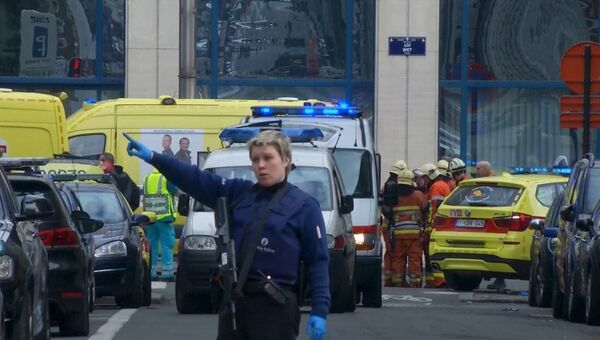 На месте взрыва в метро Брюсселя. 22 марта 2016