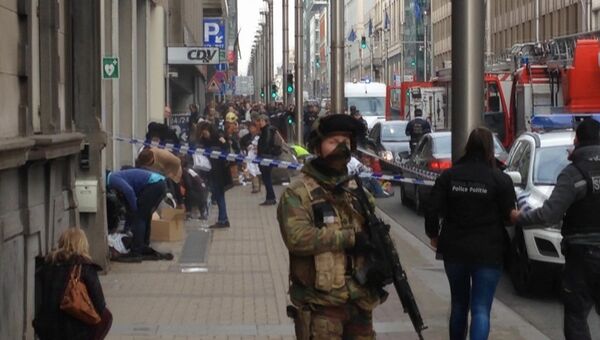 Полиция на месте взрыва в Брюсселе, Бельгия. 22 марта 2016