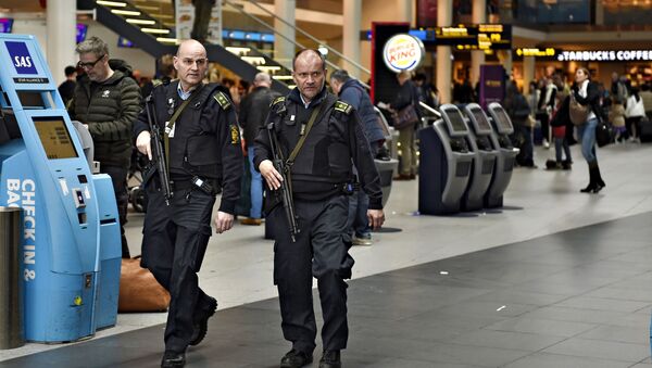 Сотрудники полиции в аэропорту Копенгагена, Дания