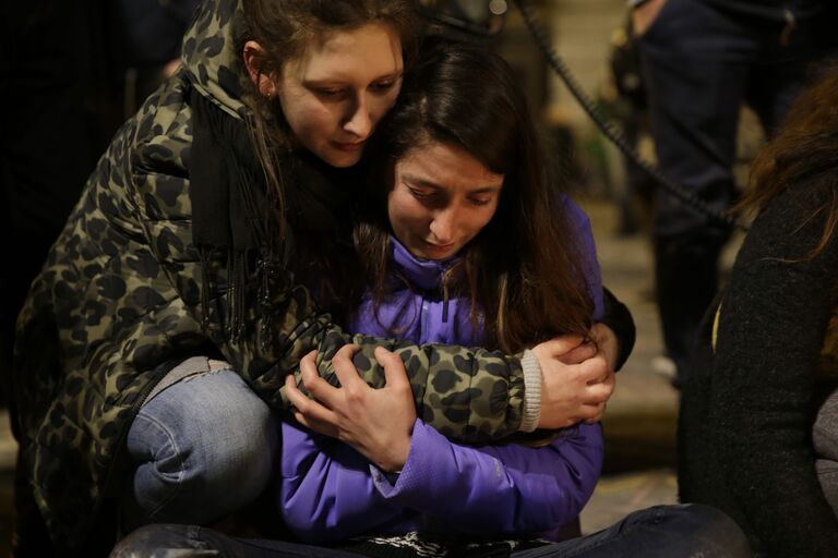 Акция памяти о жертвах терактов в центре Брюсселя, Бельгия