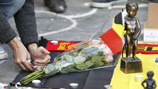 Акция памяти о жертвах терактов в центре Брюсселя, Бельгия