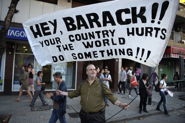 Протесты в Аргентине против визита Барака Обамы