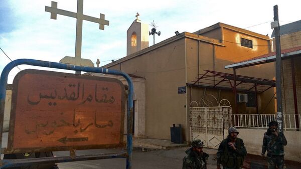 Сирийские ополченцы в христианской деревне Садад, провинция Хомс, Сирия