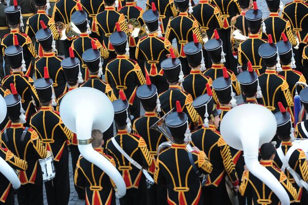 Сводный оркестр Московского военного гарнизона на генеральной репетиции фестиваля Спасская башня