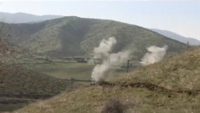 Последствия обстрела в Нагорном Карабахе