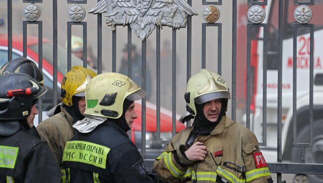 Пожар в здании Министерства обороны в Москве