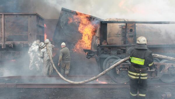Пожар на железнодорожной станции в ЛНР