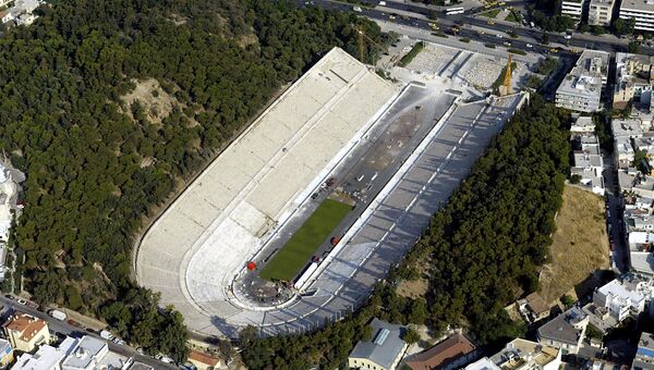 Вид на стадион Панатинаикос в Греции, где проводились первые современные летние Олимпийские игры, Афины