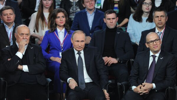 Президент РФ В.Путин участвует в работе III Медиафорума ОНФ Правда и справедливость. Архивное фото