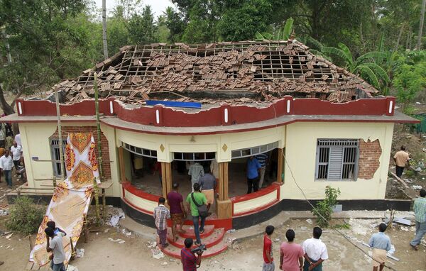 Разрушения после пожара в храме в Индии в штате Керала, 10 апреля 2016 года