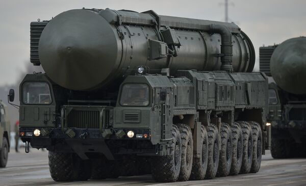 Межконтинентальная баллистическая ракета Ярс механизированной колонны войск Московского гарнизона Центрального военного округа
