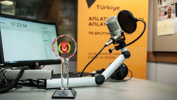 Награда Союза журналистов Турции За успехи в области журналистики в студии радио Sputnik. Архивное фото