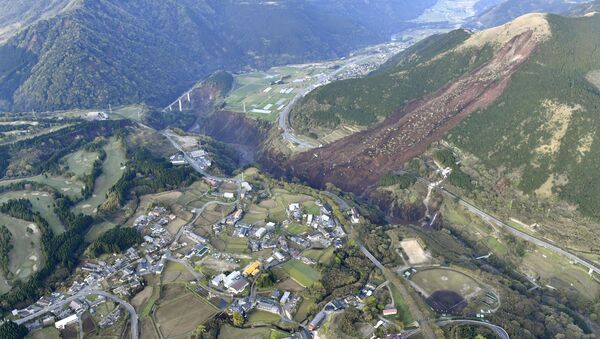 Сель, вызванный землетрясением в Японии