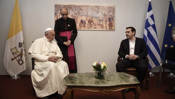 Встреча папы римского Франциска с премьером Греции Алексисом Ципрасом